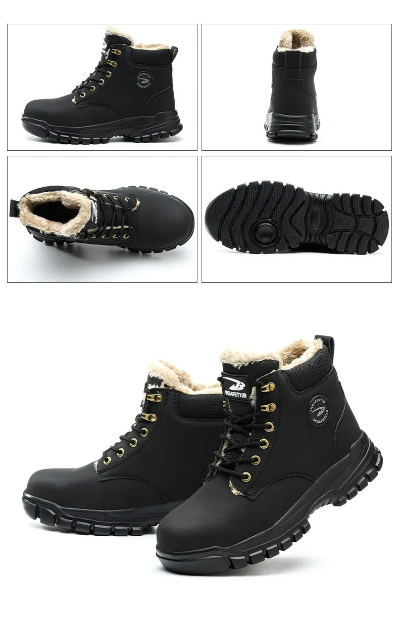 Winter Warm Men's Work Safety Boots Waterproof Rugged Steel Toe Shoes Sneakers Safety Protection Coldproof