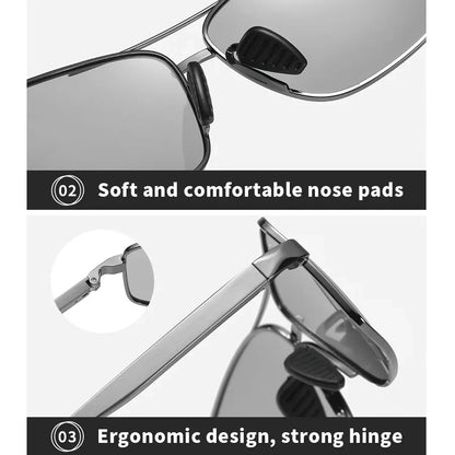 Fashion Photochromic Polarized Sunglasses Men Women Vintage Square Sun Glasses Man Brand Designer Driving Fishing UV400 Eyewear