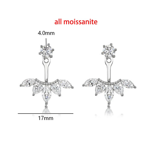 Trendy Full Moissanite Stud Earrings for Women Elegant Wedding Engagement Lab Diamond Ear Pure 925 Silver Jewelry Gifts