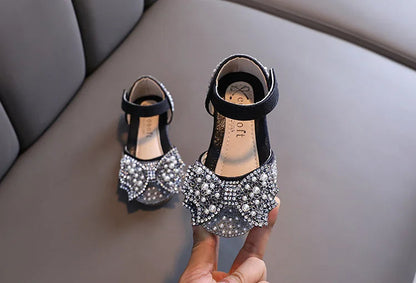 Summer Girls Flat Princess Sandals Fashion Sequins Bow Rhinestone Baby Shoes Kids Shoes For Party Wedding Party Sandals E618