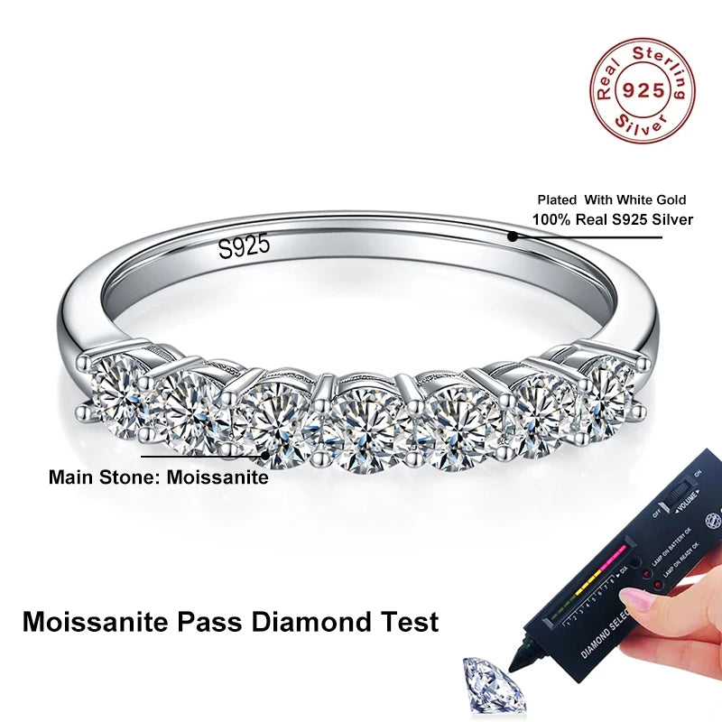 3mm Moissanite Ring for Women S925 Sterling Silver Rings with White Gold Plated Diamond Wedding Bridal Band Fine Jewelry