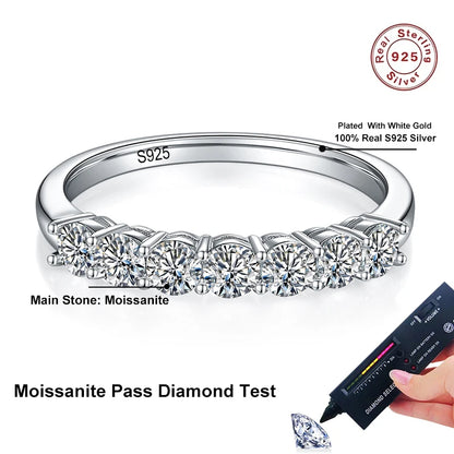 3mm Moissanite Ring for Women S925 Sterling Silver Rings with White Gold Plated Diamond Wedding Bridal Band Fine Jewelry