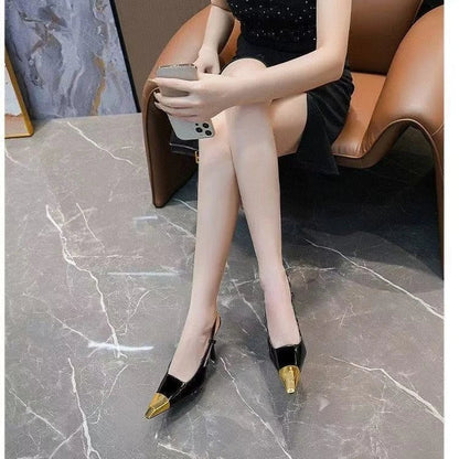 2026 New Summer Style Pointed Toe Stiletto Sandals with Single Strap, Microfiber Lining, Rubber Sole, Sexy High Heels