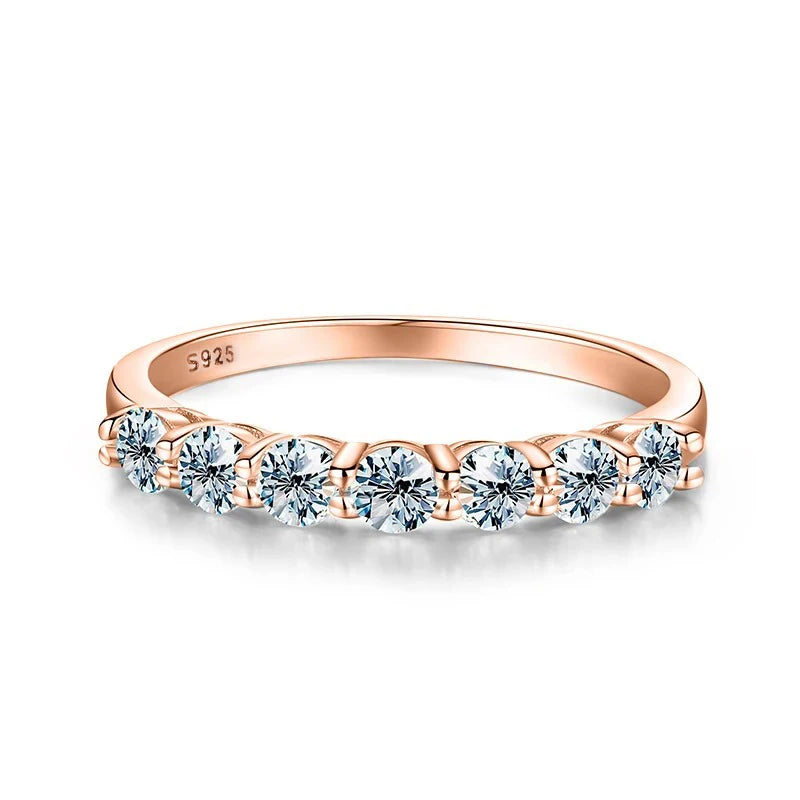 Real Moissanite Ring 925 Sterling Silver Diamond Eternity Band Engagement Wedding Rings for Women Luxury Quality Jewelry
