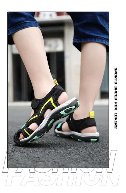 Summer Beach Water Children Sandals Fashion Shoes Outdoor Non-slip Soft Bottom Shading Leather Boys Comfortable Walking Sandials