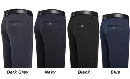 Men's Trousers Stretchy Suit Pants Summer Spring Casual Business Pants Breathable Comfortable Loose Straight Formal Pants