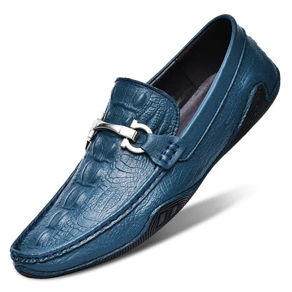 Blue Slip On Loafers Genuine Leather Casual Shoes Men Luxury Brand Designer Men's Moccasins Mocassin Homme Sales Discount