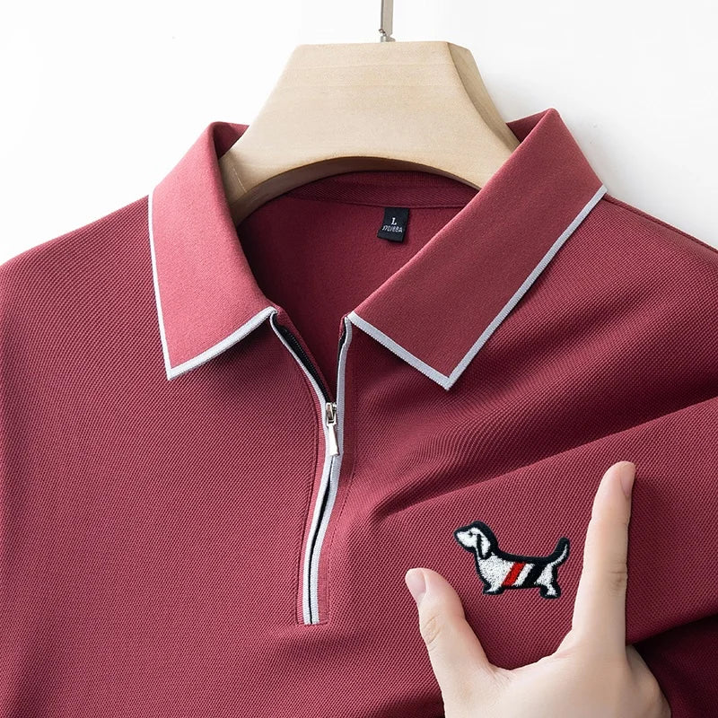 Designer Men's  Lapel Long Sleeve Polo Shirt Spring New Cartoon Embroidery T-Shirt Top Versatile Fashion Business Men's Clothing