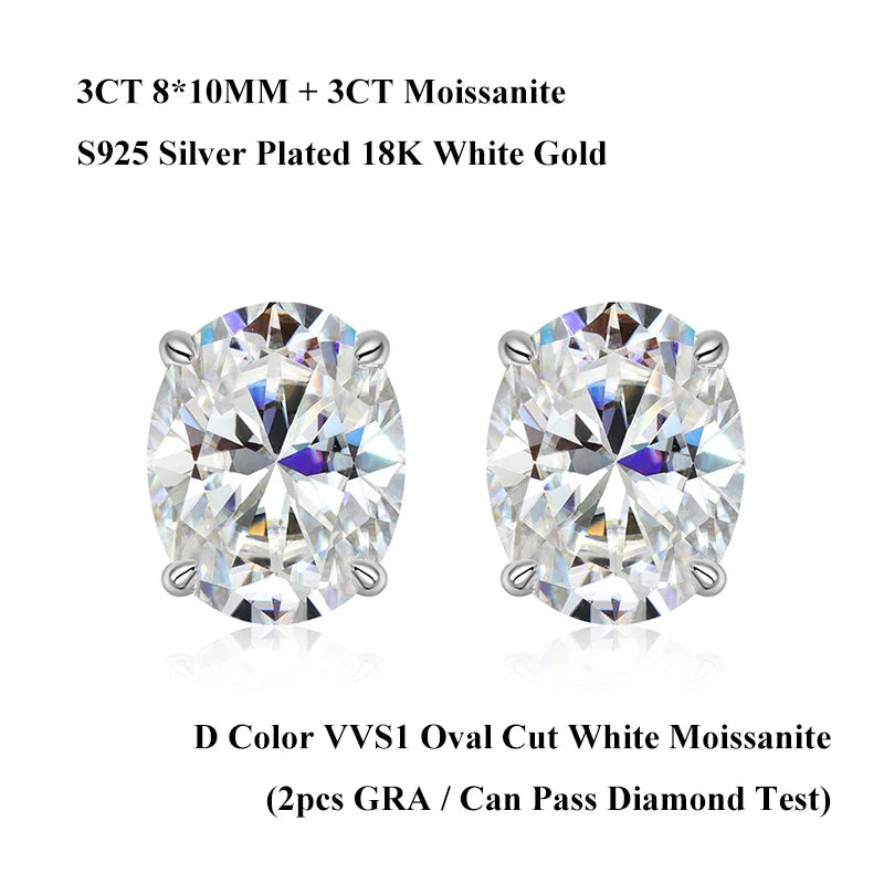 5*7mm Oval Cut Ruby Emerald Moissanite Stud Earrings Lab Grown For Women Man Unisex Gemstone Party 925 Silver Earring Gift