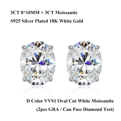 5*7mm Oval Cut Ruby Emerald Moissanite Stud Earrings Lab Grown For Women Man Unisex Gemstone Party 925 Silver Earring Gift