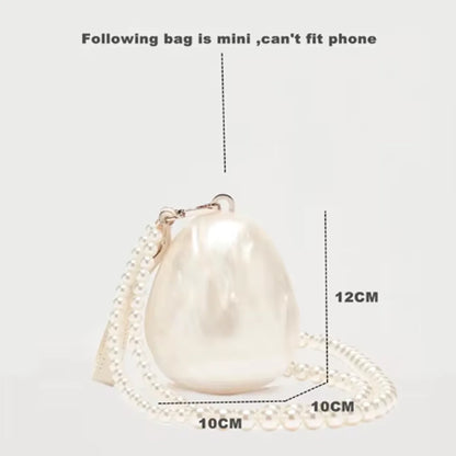 Women's Acrylic Premium Mini Egg Bag Luxury Fashion Pearl Dinner Clutch Bag Cute Phone Mouth Red Envelope for Wedding Party