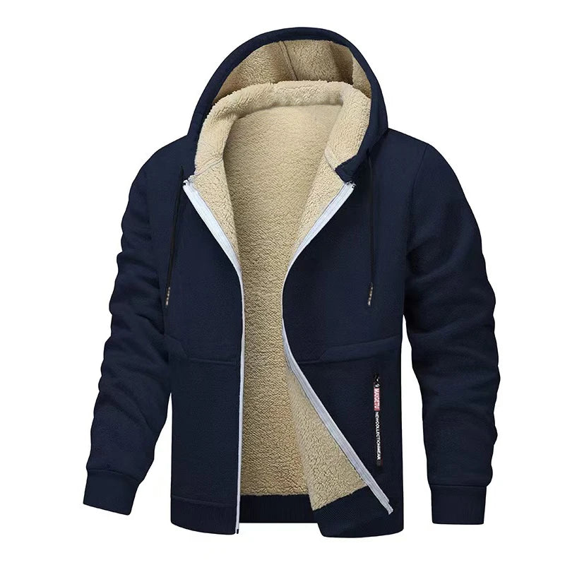 Animal Game Mens Casual Hooded for Men Fleece Sweatshirt Thick Sherpa Lined Hoodies Zipper Jacket Thick Heavyweight Sweatshirts