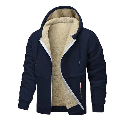 Animal Game Mens Casual Hooded for Men Fleece Sweatshirt Thick Sherpa Lined Hoodies Zipper Jacket Thick Heavyweight Sweatshirts