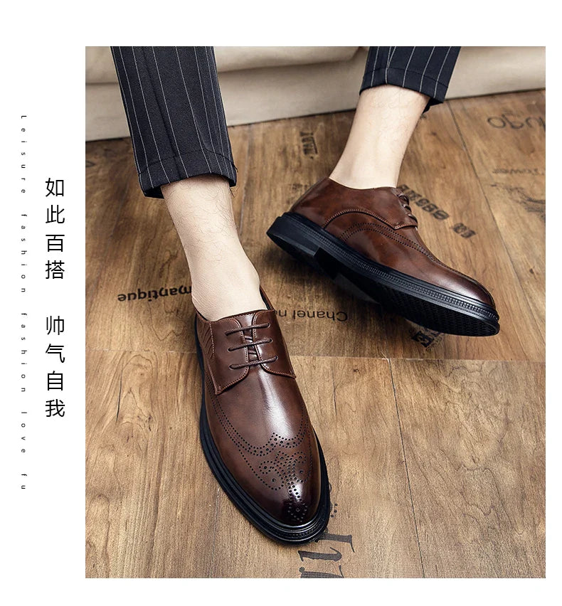High Quality Mens Shoes 2026 New British Style High-End Leather Shoes Formal Business Wedding Groom Derby Shoes Hot Selling Shoe