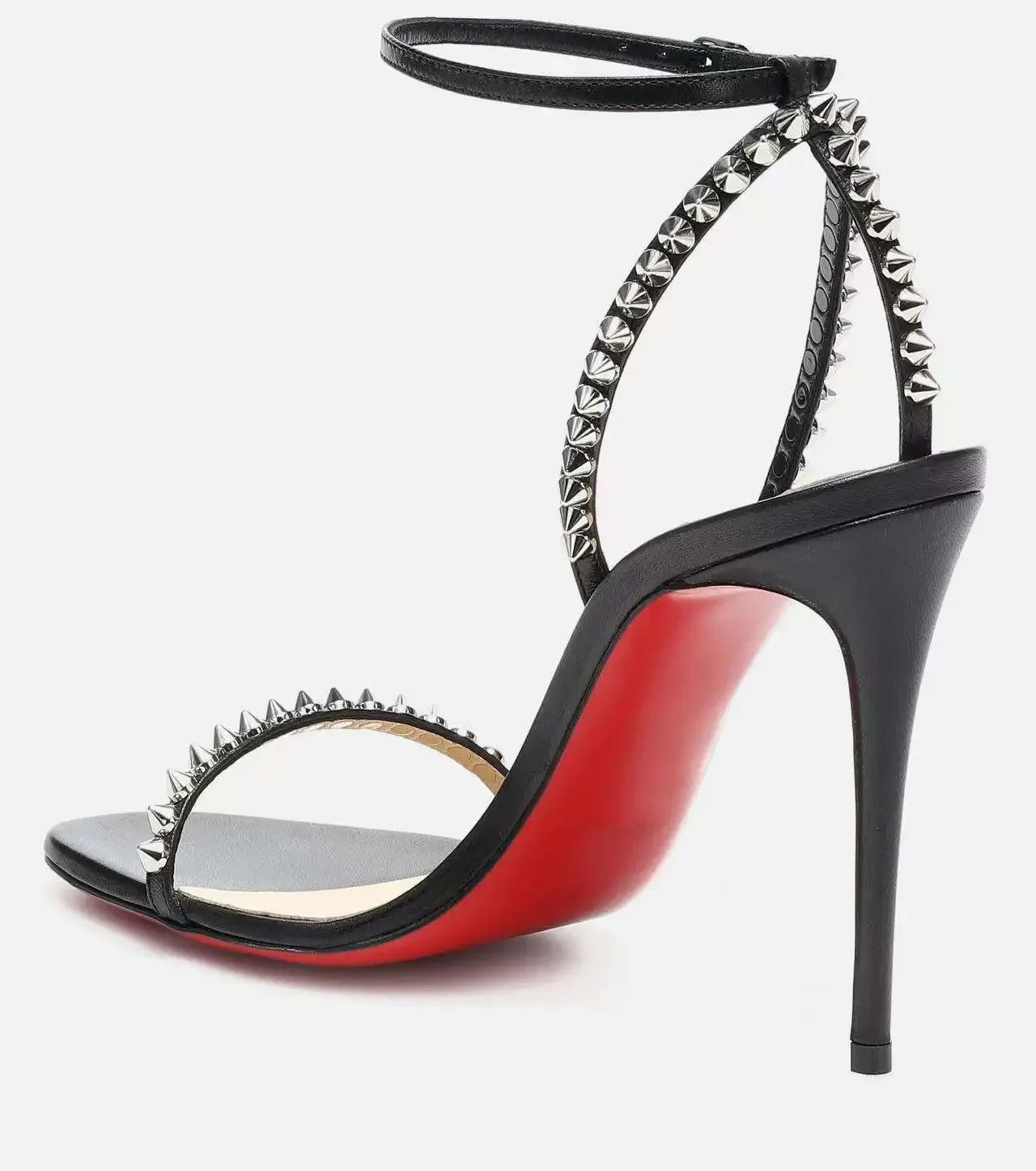 French white rivet strap versatile sexy temperament red sole super high heels open toe sandals fashion sandals round toe