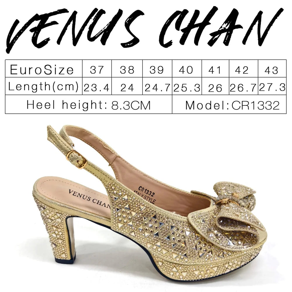 Style Dark Green Color Rhinestone Elegant High Heels Nigeria Popular Design African Ladies Shoes And Bag Set