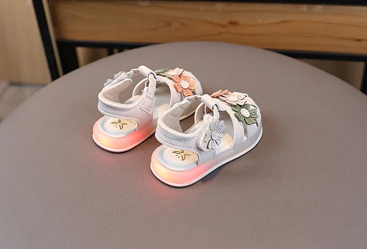Girls Summer Fashion Light Hollow Breathable Sandals Toe Anti Kick Children Princess Shoes Toddler Toe Flower Toddler Shoes