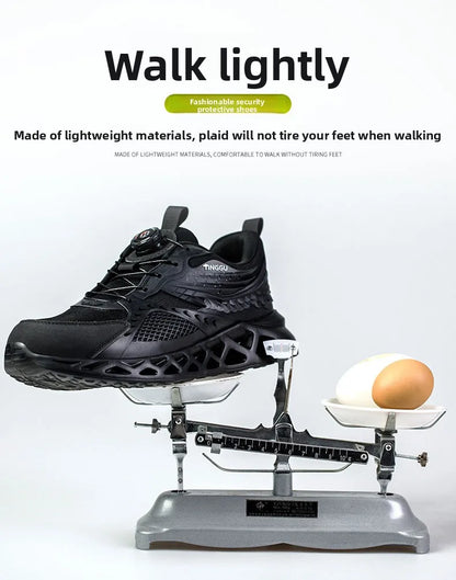 Men's Summer Mesh Labor Protection Shoes Anti-Smashing Wear-Resistant Outdoor Construction Site Protection Work Shoes Anti-Pierc