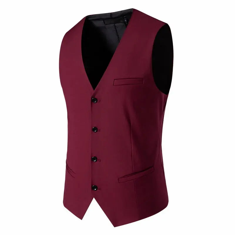 Suit Men's (Blazer+ Vest + Trousers) Fashionable Business Solid-color Wedding British-style Workwear, Casual Performance Suit