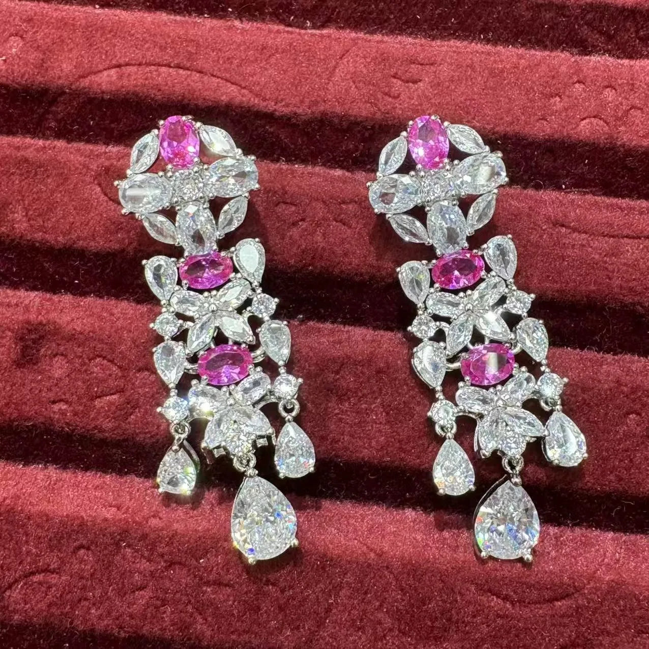Luxury Water Drop CZ Zirconia Dubai Bridal Jewelry Set Women Nigerian African Double Layers Necklace Earring Set Wedding Party