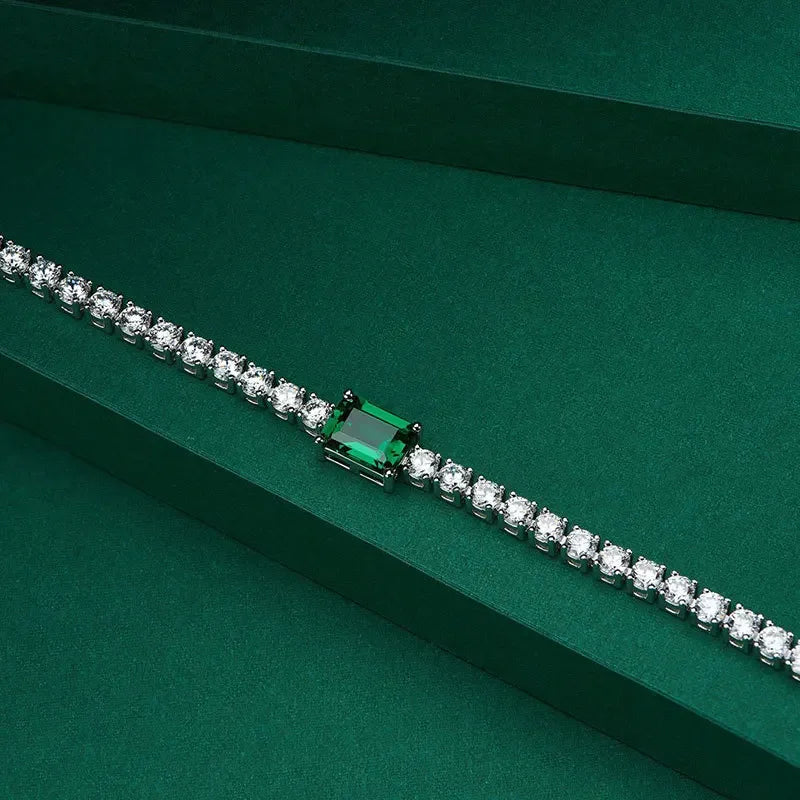 S925 Sterling Silver Moissanite Tennis Bracelet 6*8mm D Color Rectangular Shaped Radiant Cut Diamond Bracelets for Women Jewelry