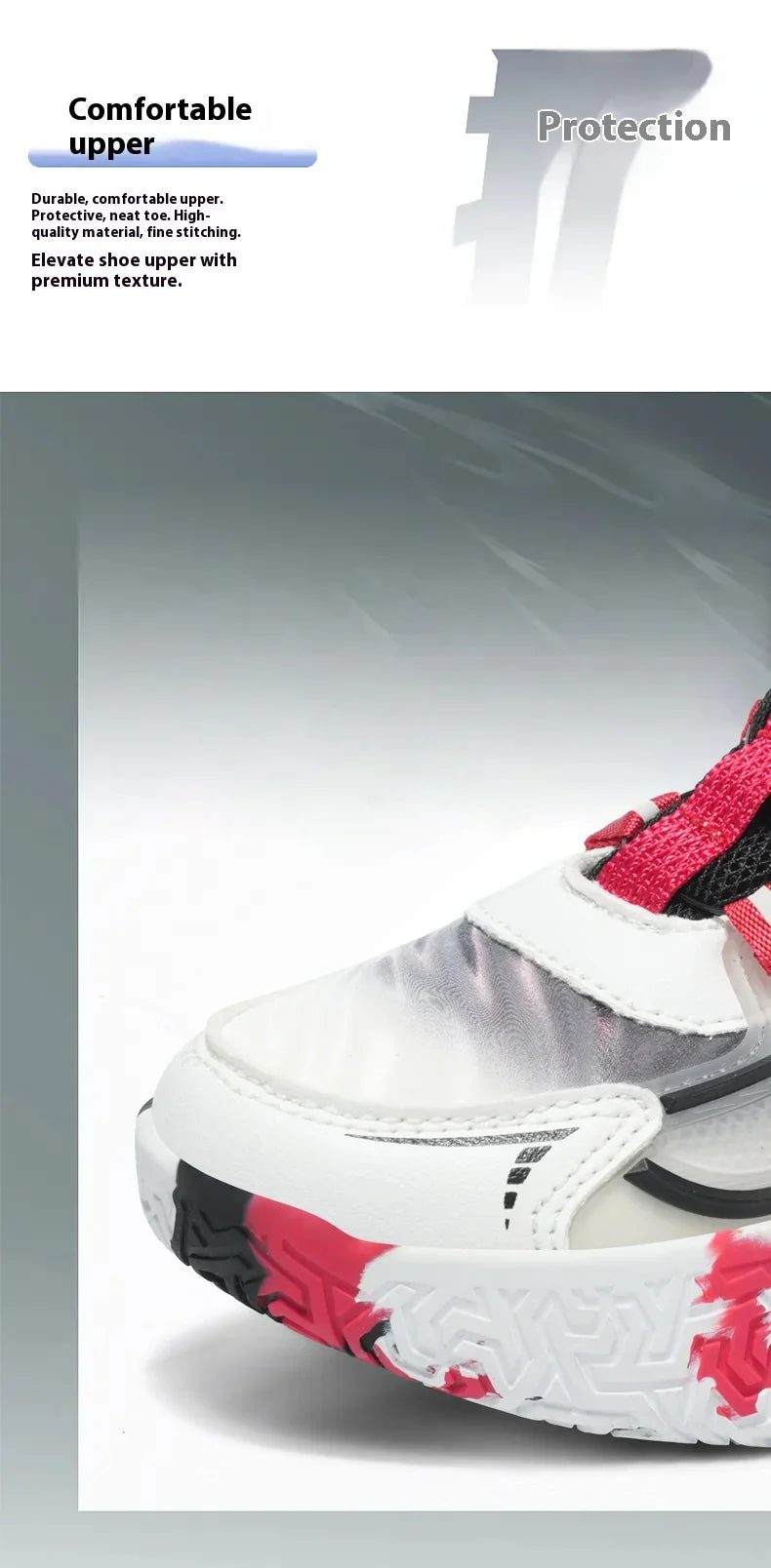 Children's basketball shoes boys' waterproof leather surface rotating buckle anti-slip and shock-absorbing student sports shoes