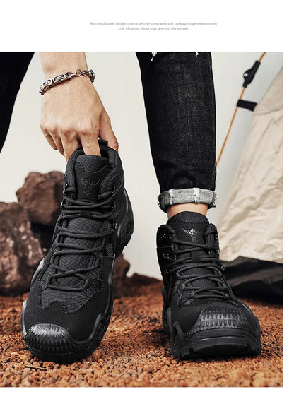 Men's winter high top shoes mid top waterproof and anti slip hiking shoes ultra light work boots tactical boots desert boots