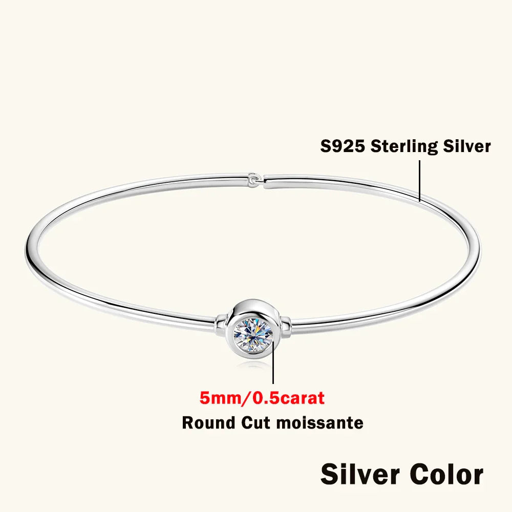 1CT Solitaire Waterdrop Moissanite Bangles for Women 925 Sterling Silver Pear Cut Diamond Bracelet with Certificate Fine Jewelry