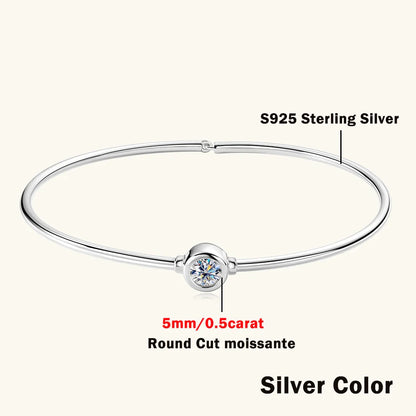 1CT Solitaire Waterdrop Moissanite Bangles for Women 925 Sterling Silver Pear Cut Diamond Bracelet with Certificate Fine Jewelry