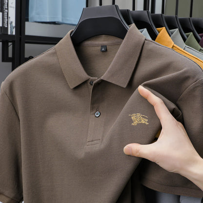 100% high-quality pure cotton men's summer polo T-shirt popular business commuting breathable cozy exquisite luxurious embroider