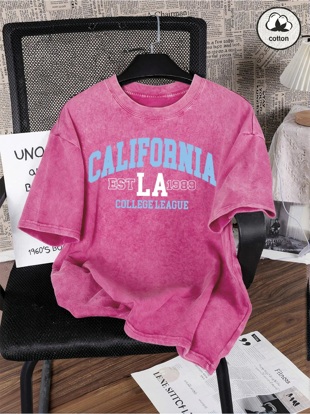 California College 1989 Printing Washed T-Shirts Mens Oversized Cotton T Shirts Summer O-Neck Short Sleeve Tops Casual Male Tees