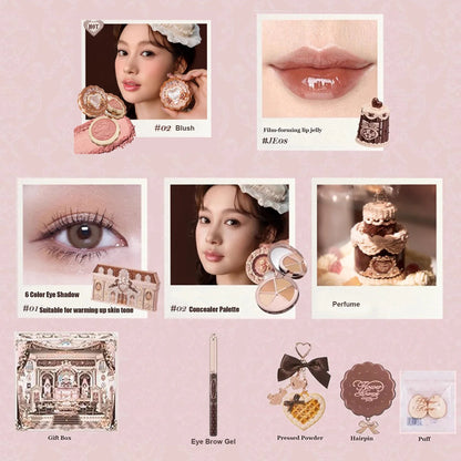 SWEETIE BEAR Makeup Box Gift Set All In One Perfume Shimmer Eye Shadow Palette Blush Lip Jelly Box 10 PCS