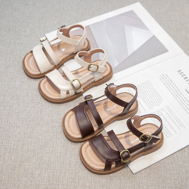 Children's Summer Sandals Hollow-out Woven Fashion Girls Beach Sandals Simple Fashion Kids Causal Flats Shoes Size 26-36
