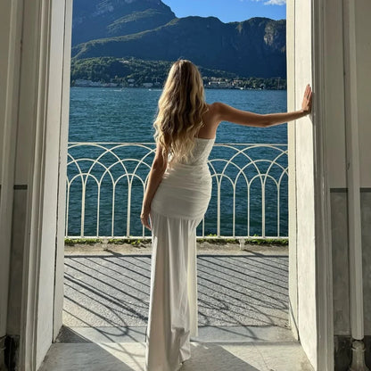 Women's Evening Dress Luxury Elegant Velvet White Long One-piece Dress Gown Sequins Birthday Cocktail Party Dresses