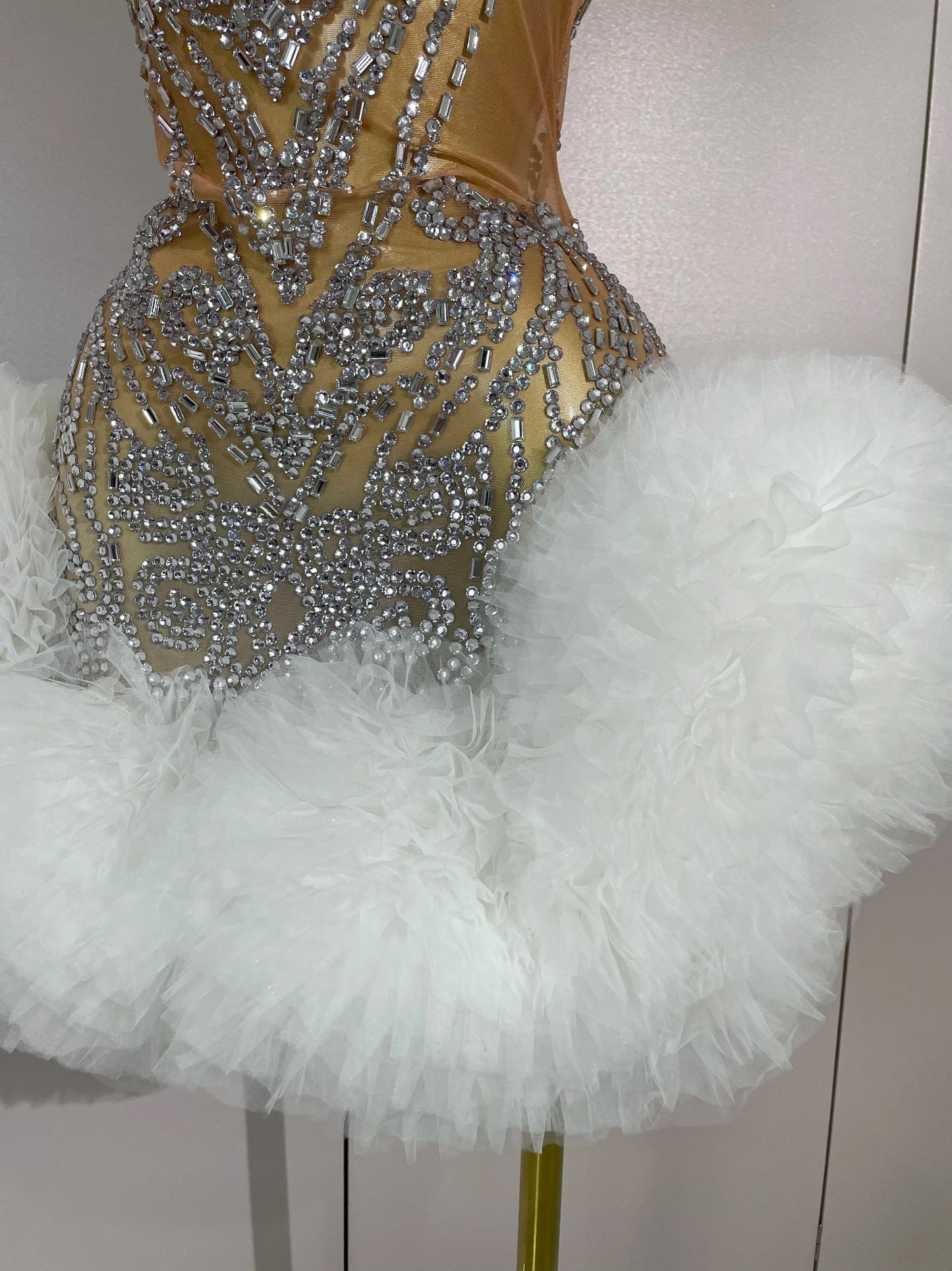 Mesh Sexy See Through Cocktail Mini Dress Women Eveing Luxury Birthday Party Singer Nightclub Show Stage Costume