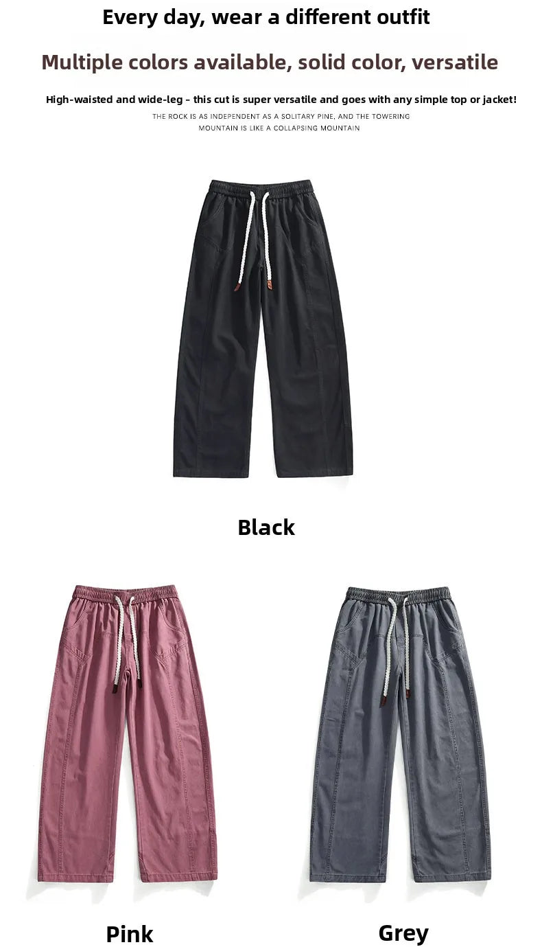 High Quality 100% Cotton Work Pants Men Casual Straight Trousers Y2K Man Plus Size Cargo Pants Fashion Solid Workout Pants