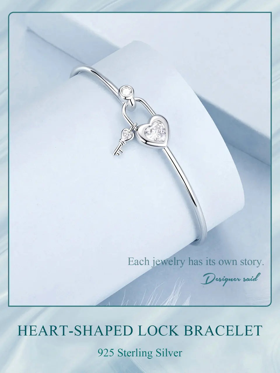 Dainty 925 Sterling Silver Lock Bar Bracelet for Women Delicate Thin Cuff Bangle Bracelet White Gold Plated Jewelry