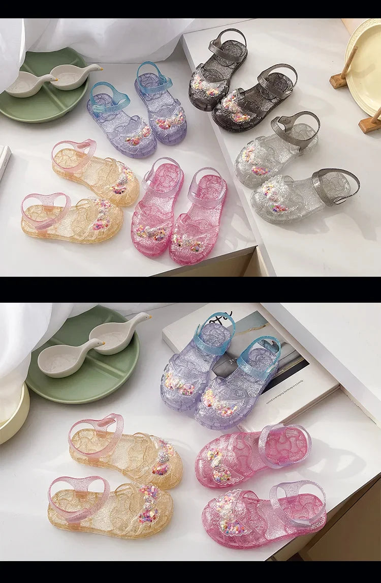 2025 New Summer Children's Sandals Little Princess Shoes Girls Sandals Baby Jelly Shoes Girls Beach Shoes