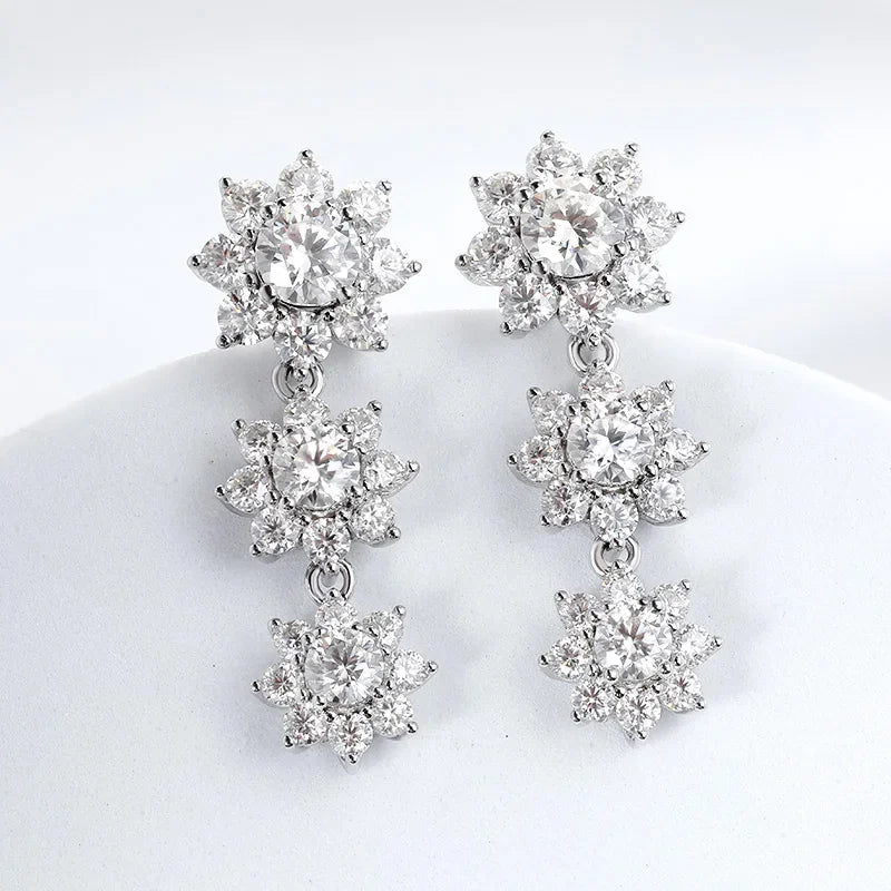 Full Moissanite Jewelry Set 925 Sterling Silver Sunflower Necklace Bracelet Earring Sets For Women Fine Jewelry GRA Tested