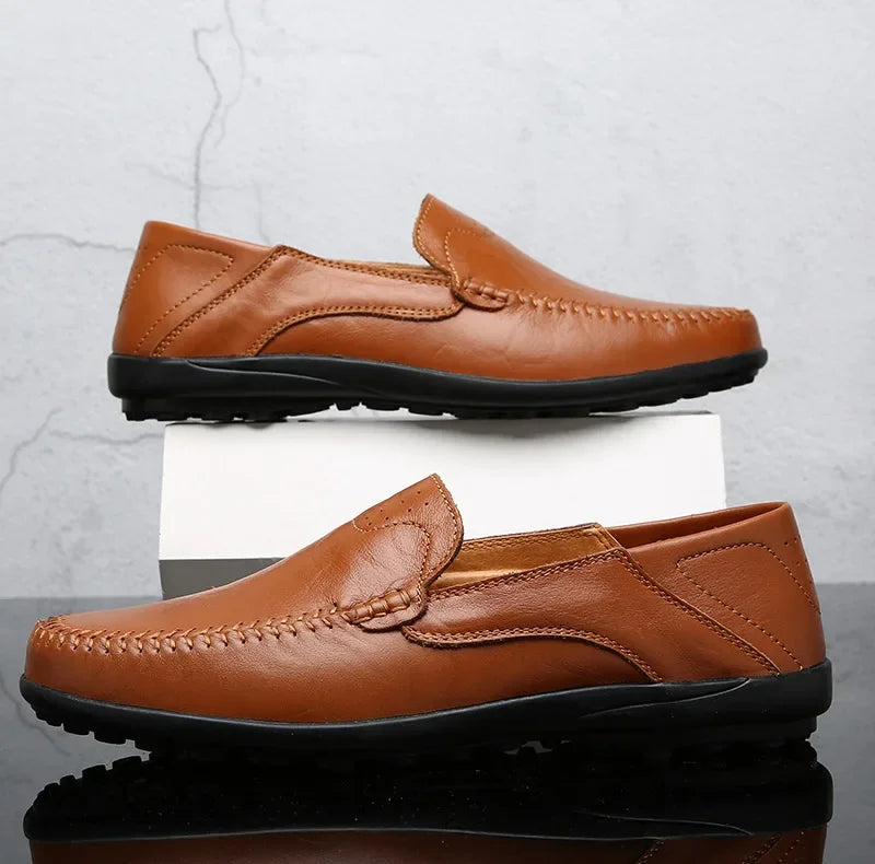 Genuine Leather Men Casual Shoes Luxury Brand Formal Men Loafers Moccasins Italian Breathable Slip on Male Boat Shoes Size 37-47