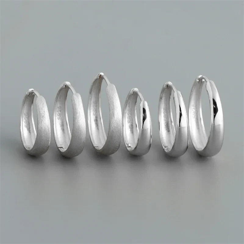 925 Sterling Silver Simple Statement Matte Large Huggies Hoop Earrings for Men Women Fine Gothic Punk Charms S925 Jewelry