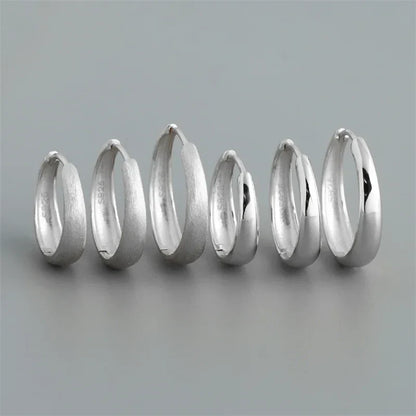 925 Sterling Silver Simple Statement Matte Large Huggies Hoop Earrings for Men Women Fine Gothic Punk Charms S925 Jewelry