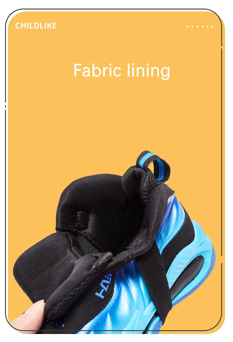 Trend Cool Kids Shoes Leather Lightweight Breathable Boy Girl Sneakers Basketball Shoes Non-slip Children Outdoor Running Shoes