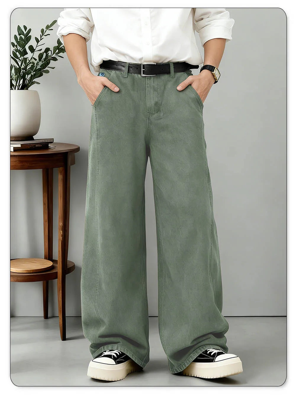 American Men's Retro Brown Ultra Baggy Wide Leg Jeans Street Casual Embroidery Oversized Men's Clothes Unisex Denim Pants