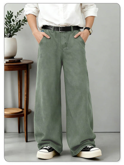 American Men's Retro Brown Ultra Baggy Wide Leg Jeans Street Casual Embroidery Oversized Men's Clothes Unisex Denim Pants