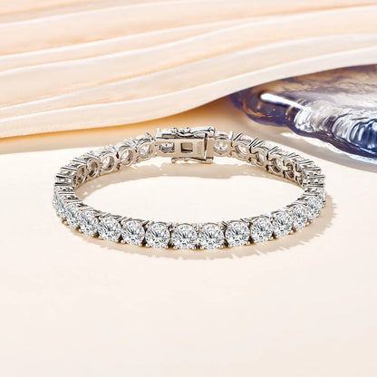 D Color Round Cut 5.0 4.0mm Moissanite Tennis Bracelet for Women Man Real 925 Sterling Silver Pass Diamond Tester Gift