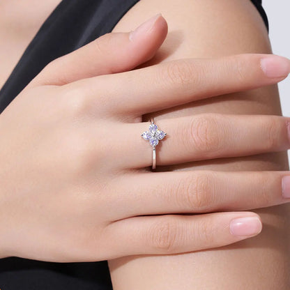 D Color Moissanite Four-leaf Clover Rings for Women 2.5/3/3.5mm Diamond Wedding Ring GRA s925 Sterling Silver Jewelry