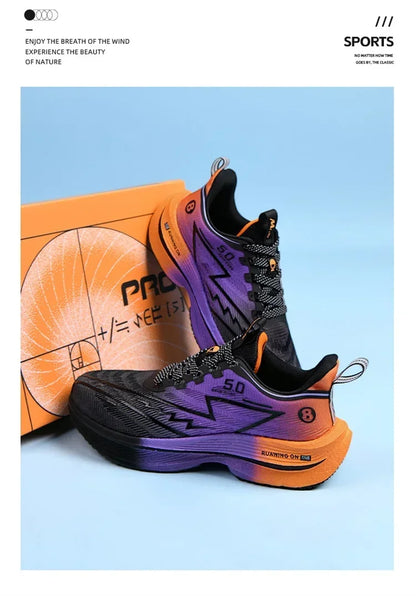 Men's Carbon Plate Running Shoes Soft Cushion Shock Absorbing Sports Shoes Unisex Sneakers Light Anti-Slip Training Shoes