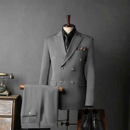 New Classic Business Men's 2-Piece Suit Jacket Pants Slim Fit Groom Formal Event Men Clothing Temperament Wedding Dating Office