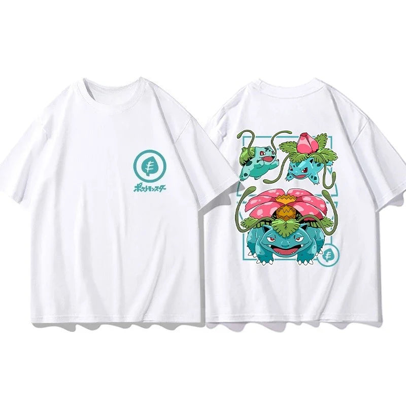 Short Sleeve T-Shirt Gengar Psyduck Mewtwo Printed Men's Boys and Girls Summer New Fashion Top